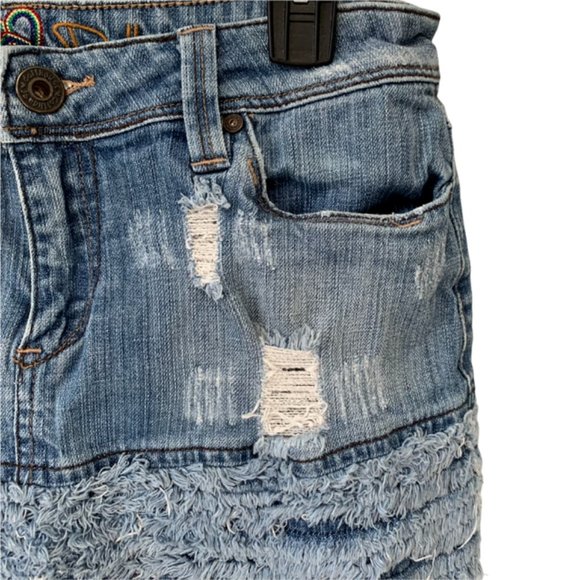 Dollhouse Distressed Denim Mini Skirt - Picture 5 of 7
